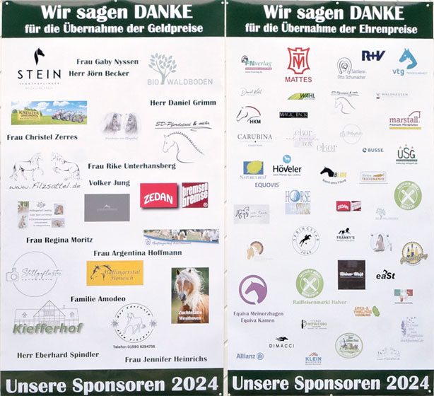 Sponsoren Haflinger-/Edelbluthafliger-Turnier Juli 2024 in Bölkum